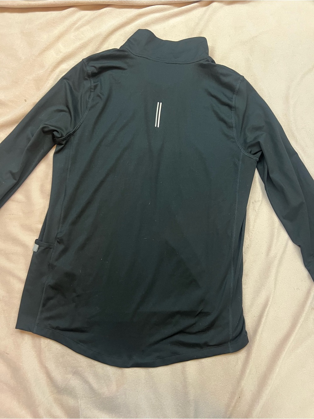 Nike Black Long-Sleeve Half-Zip Performance Top with White Swoosh - Picture 3 of 4